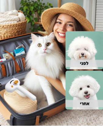 מברשת אדים נטענת לחיות מחמד – לסירוק קל, הפחתת נשירה ופרווה רכה ומבריקה